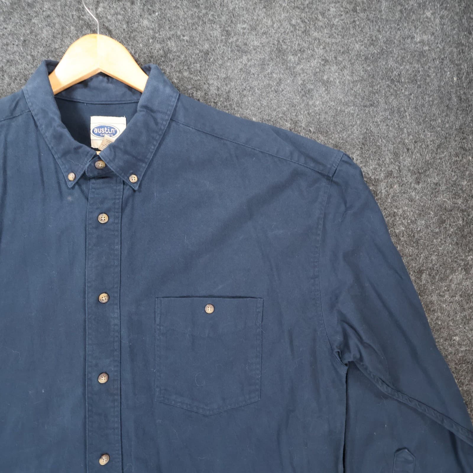 Austin Clothing Co Button Down Mens XL Navy Blue Excellent Long Sleeve Cotton - Thumbnail 9