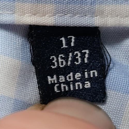The Tie Bar Dress Shirt Mens 17 36/37 Light Blue Cotton Gingham Standard Fit - Thumbnail 8