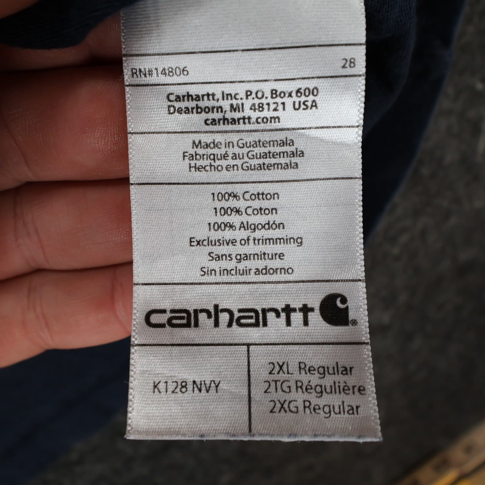 Carhartt Henley Shirt Mens 2XL Navy Blue Cotton Original Fit Workwear - Thumbnail 8