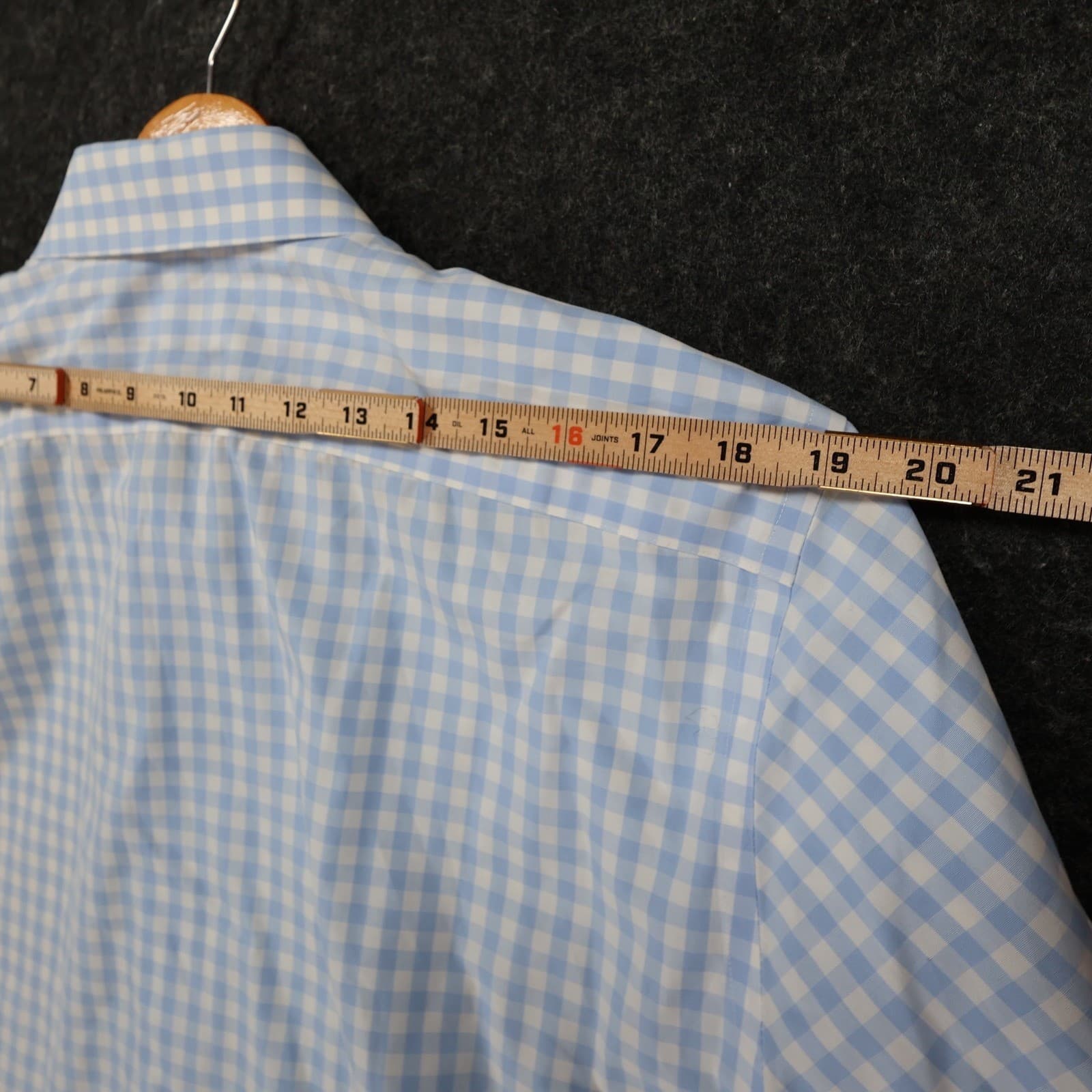 The Tie Bar Dress Shirt Mens 17 36/37 Light Blue Cotton Gingham Standard Fit - Thumbnail 6