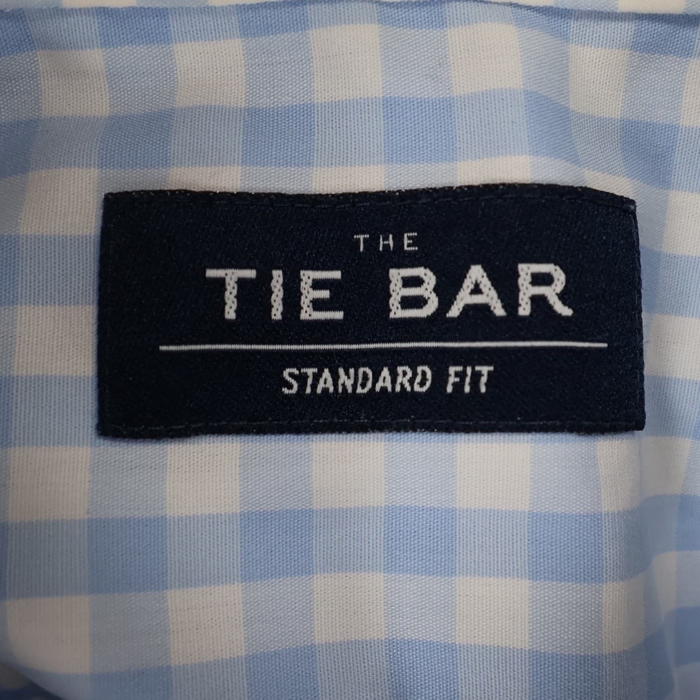 The Tie Bar Dress Shirt Mens 17 36/37 Light Blue Cotton Gingham Standard Fit - Thumbnail 7