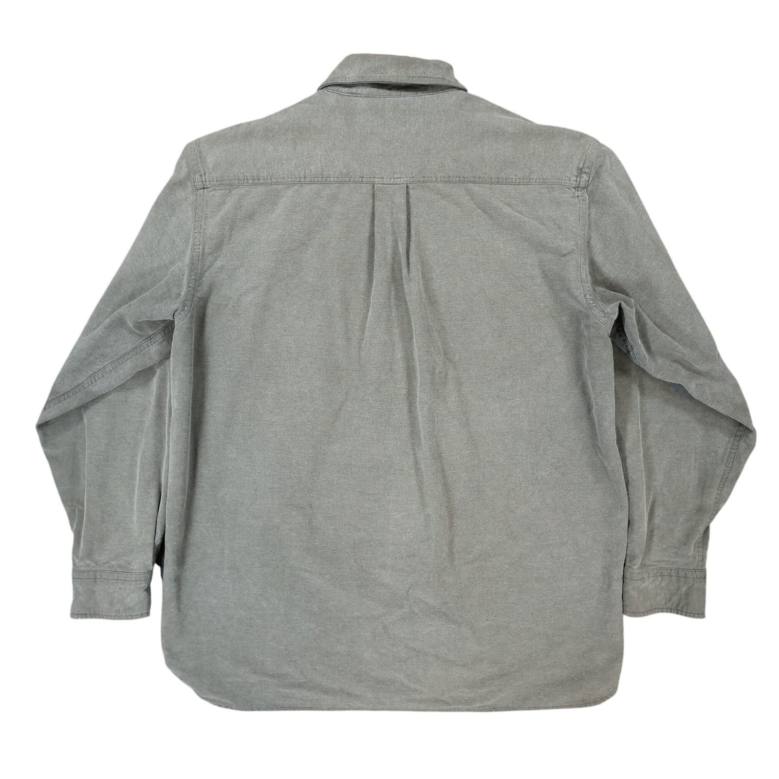 LL Bean Button Up Shirt Mens LG Green 100% Cotton Regular Fit Chamois Style - Thumbnail 2