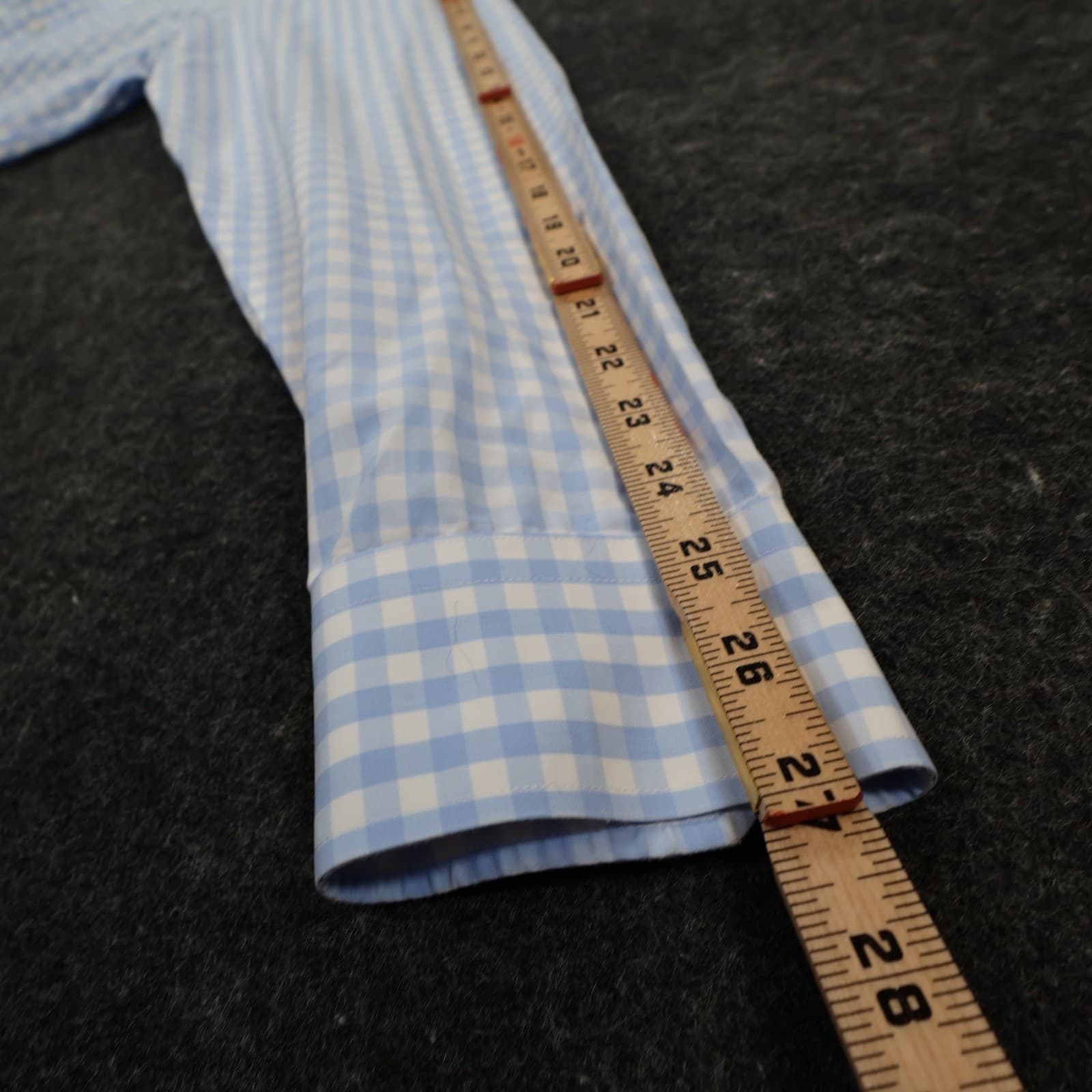 The Tie Bar Dress Shirt Mens 17 36/37 Light Blue Cotton Gingham Standard Fit - Thumbnail 4