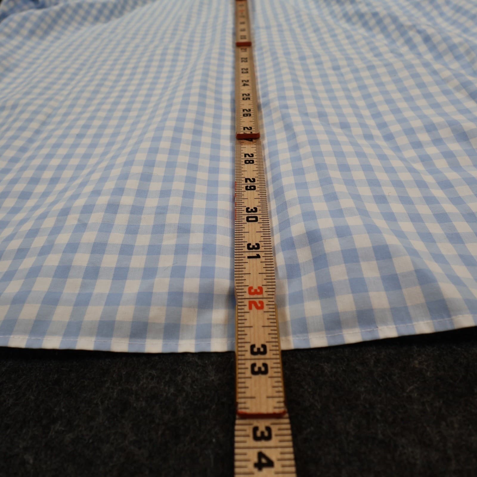 The Tie Bar Dress Shirt Mens 17 36/37 Light Blue Cotton Gingham Standard Fit - Thumbnail 5