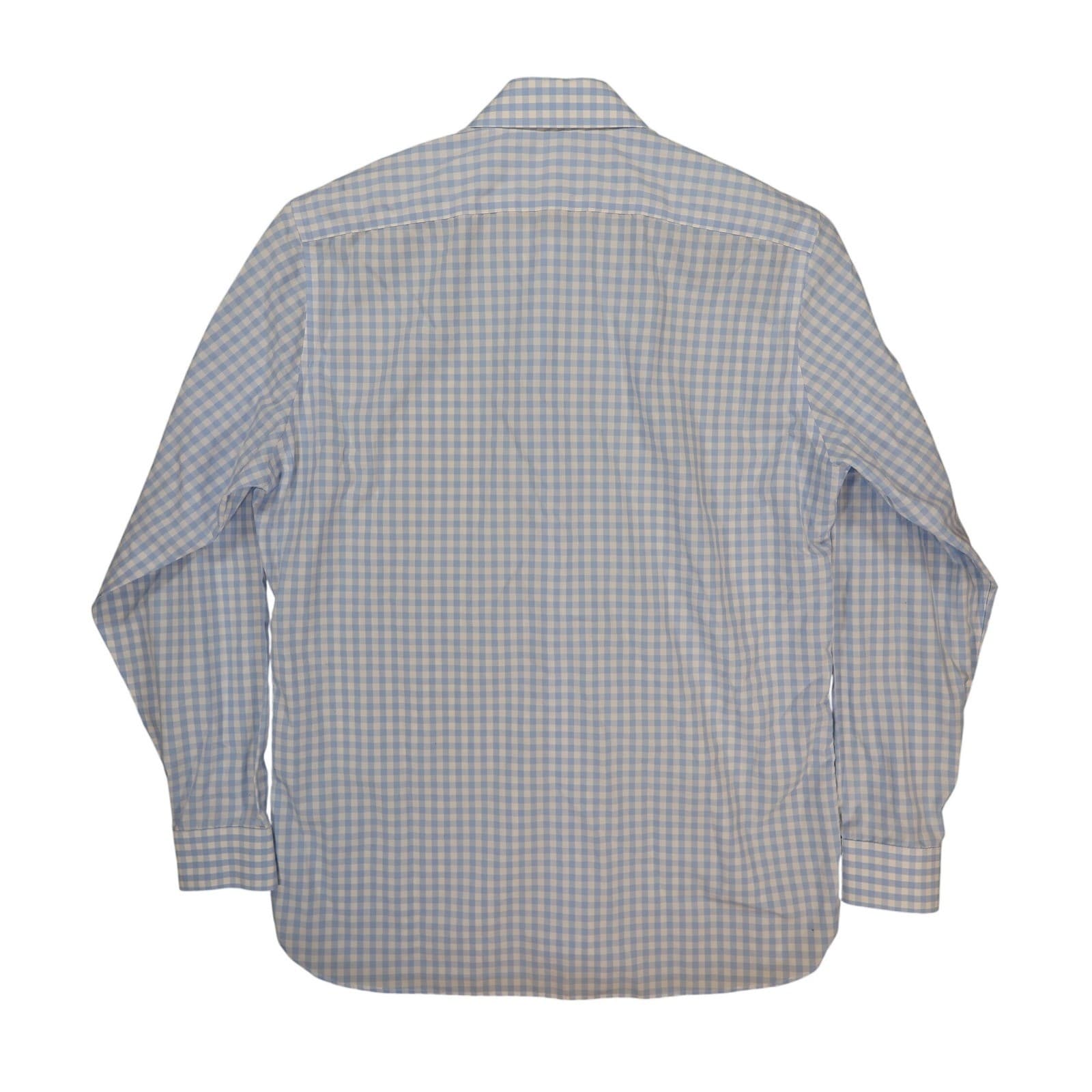 The Tie Bar Dress Shirt Mens 17 36/37 Light Blue Cotton Gingham Standard Fit - Thumbnail 2