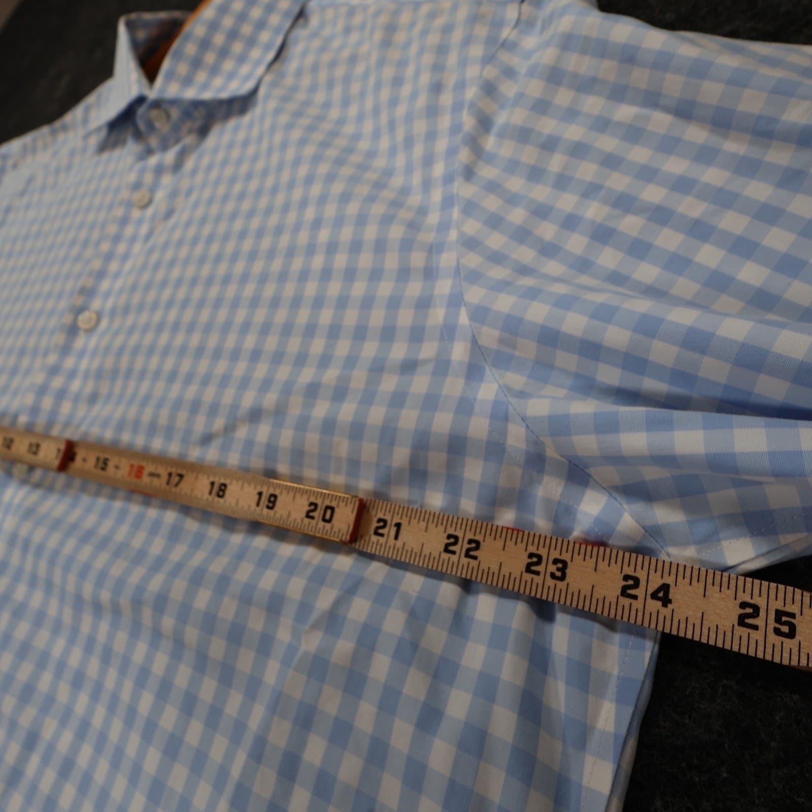 The Tie Bar Dress Shirt Mens 17 36/37 Light Blue Cotton Gingham Standard Fit - Thumbnail 3