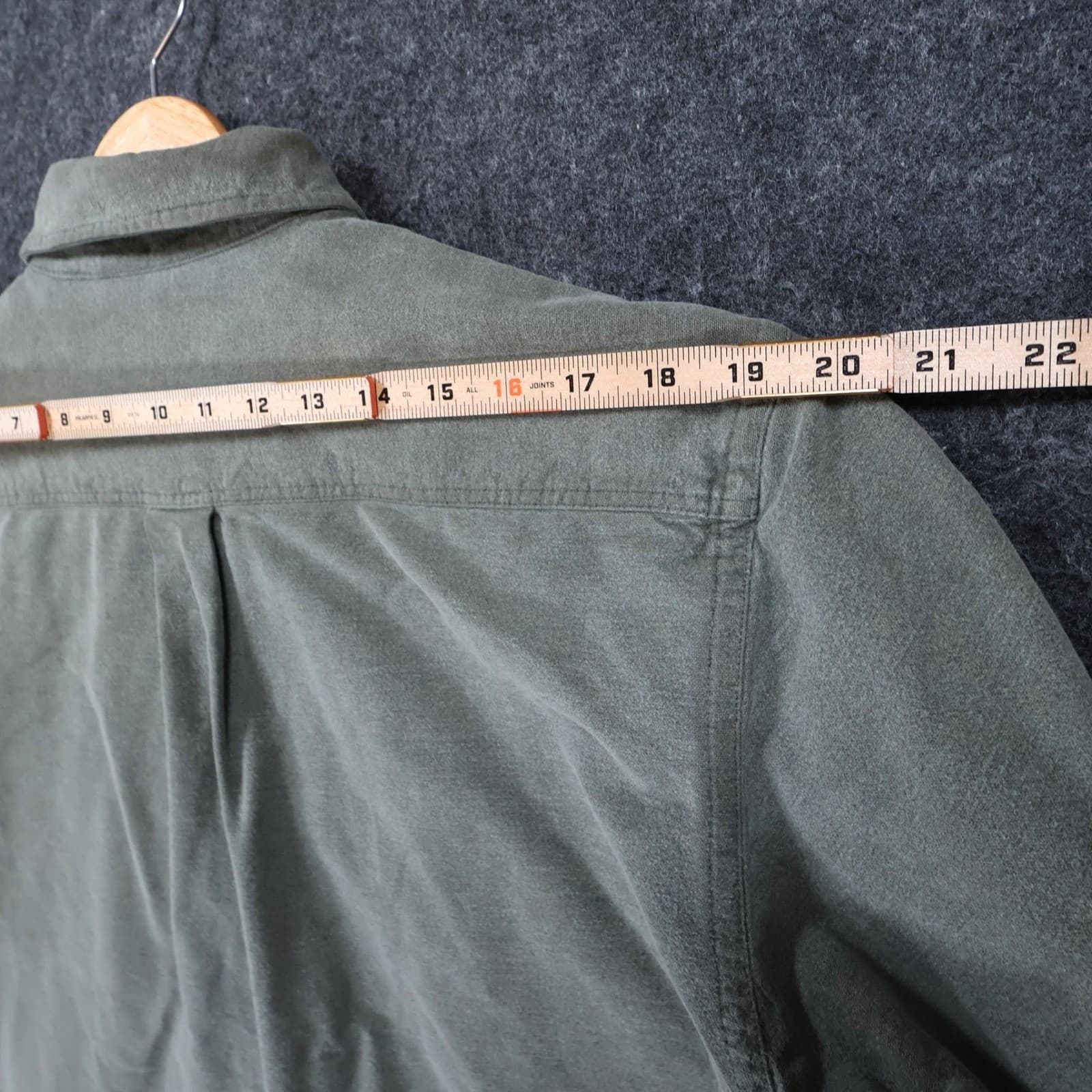 LL Bean Button Up Shirt Mens LG Green 100% Cotton Regular Fit Chamois Style - Thumbnail 6