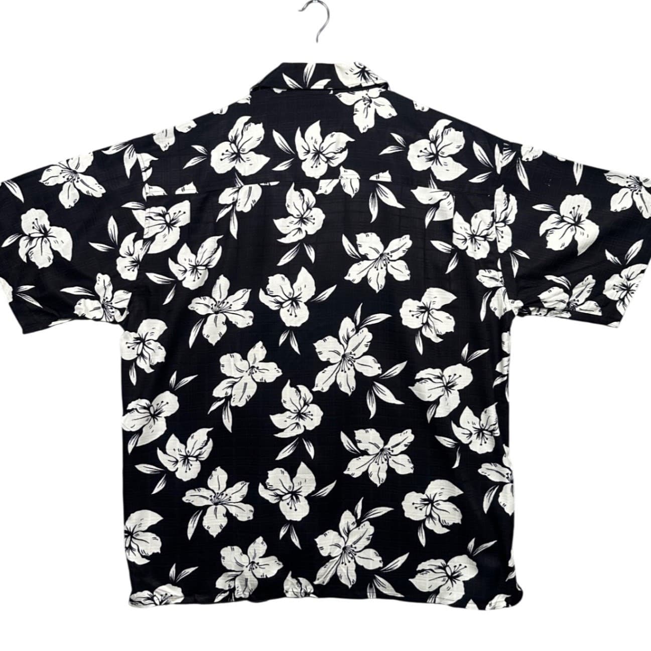 Junction West Floral Hawaiian Shirt Mens XL Black White Rayon New Tropical Aloha - Thumbnail 4