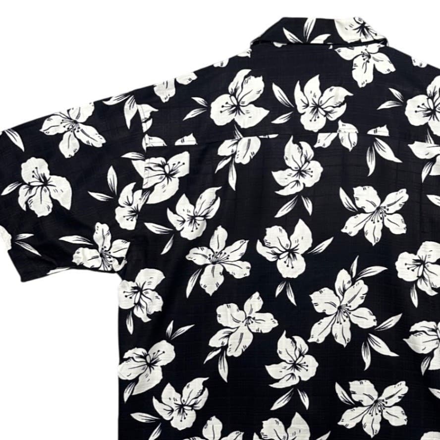 Junction West Floral Hawaiian Shirt Mens XL Black White Rayon New Tropical Aloha - Thumbnail 5