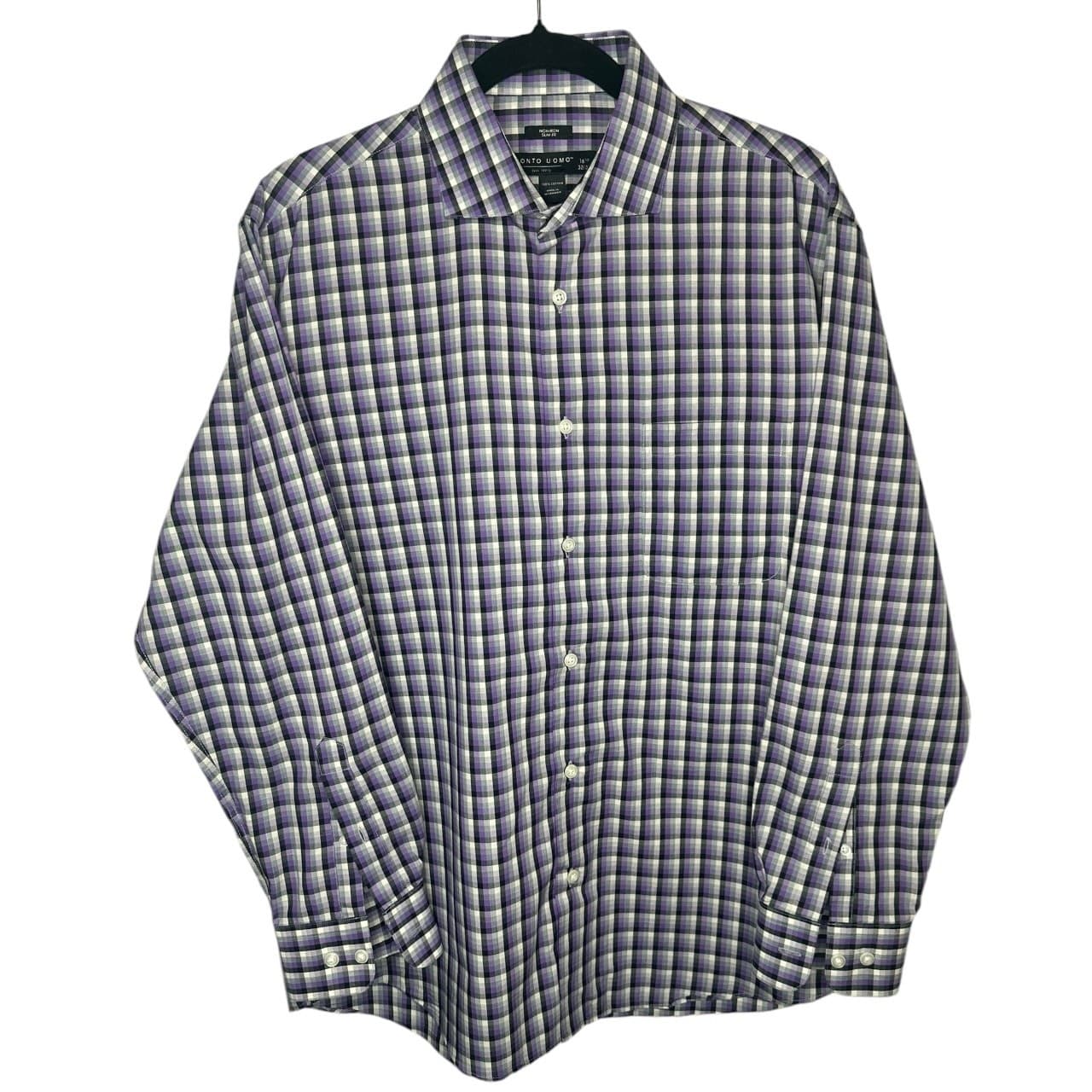 Pronto Uomo Men's L Button-Down Long Sleeve Dress Shirt | Classic Essential - Thumbnail 2