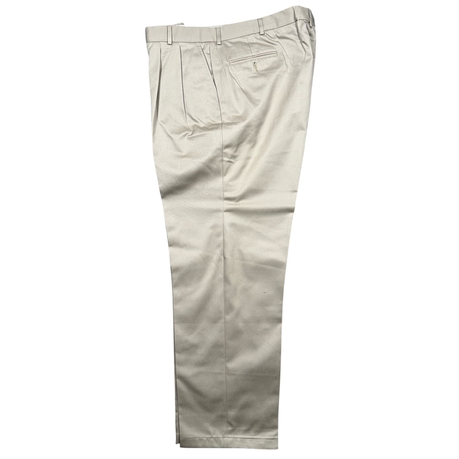 Lands' End Pleated Dress Pants Mens 44L Khaki Tan Excellent Straight Trousers - Thumbnail 4