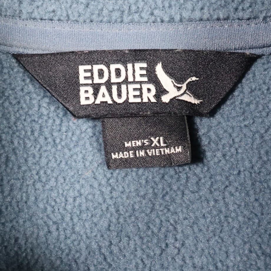 Eddie Bauer Fleece Pullover Mens XL Blue Excellent Snap Neck Sweater - Thumbnail 7