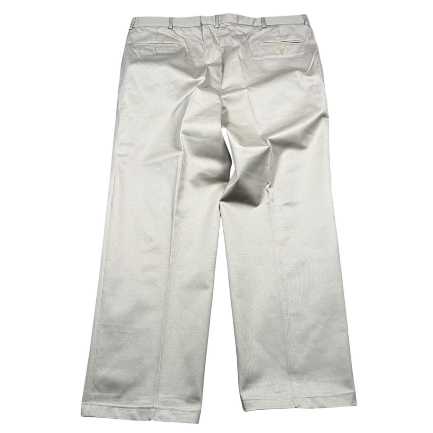 Lands' End Pleated Dress Pants Mens 44L Khaki Tan Excellent Straight Trousers - Thumbnail 6