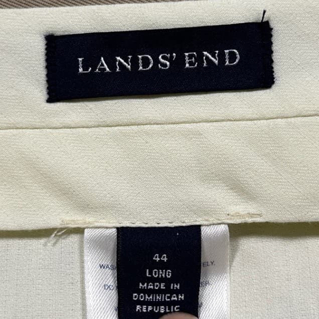 Lands' End Pleated Dress Pants Mens 44L Khaki Tan Excellent Straight Trousers - Thumbnail 7