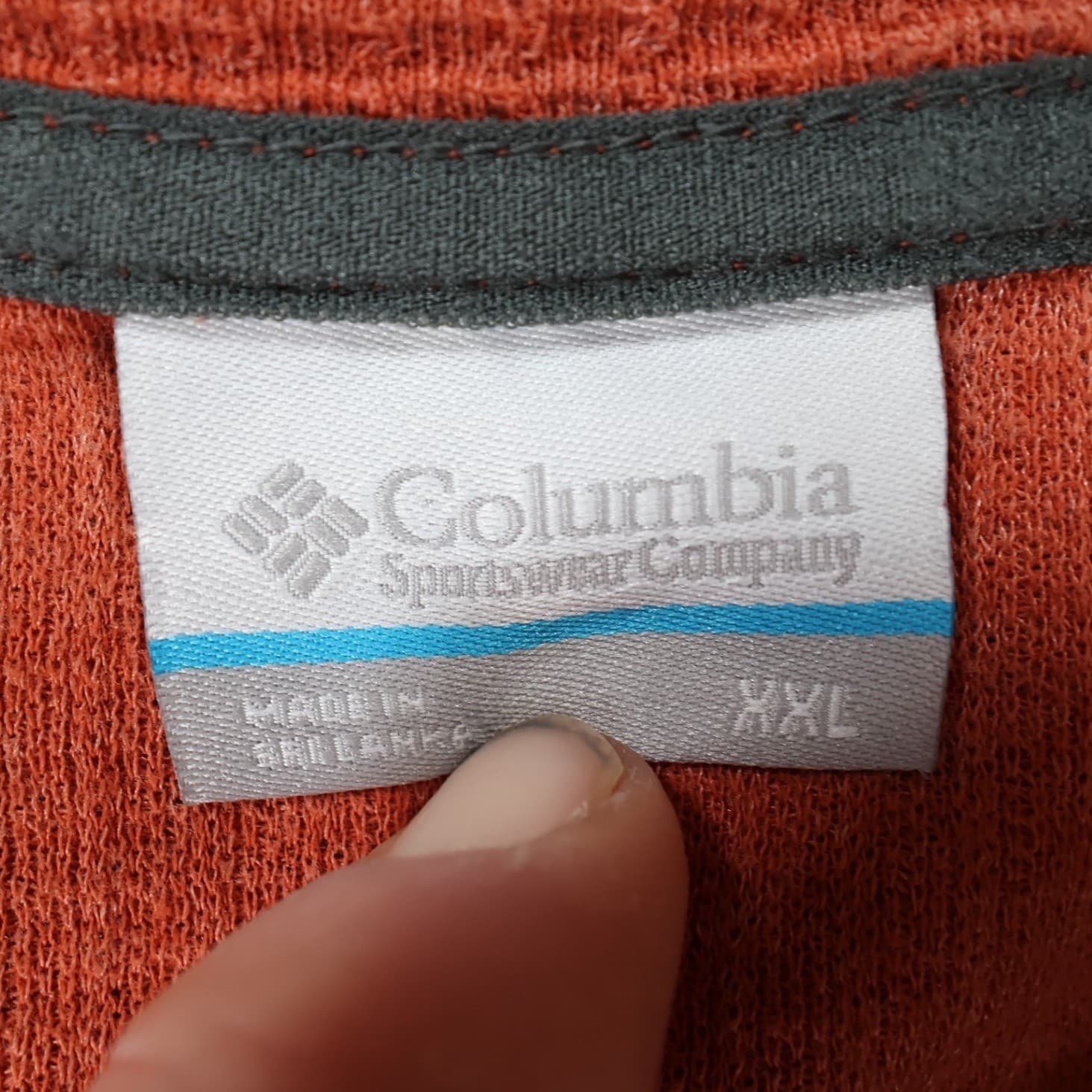 Columbia Henley Shirt Mens XXL Orange Cotton Blend Waffle Knit Long Sleeve - Thumbnail 7