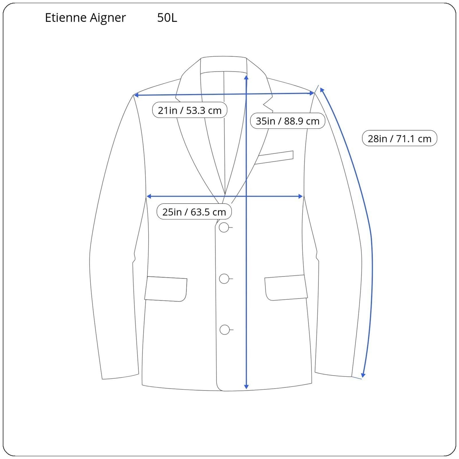 Vintage Etienne Aigner Blazer Sport Coat Mens 50L Navy Blue Wool Two Button - Thumbnail 8