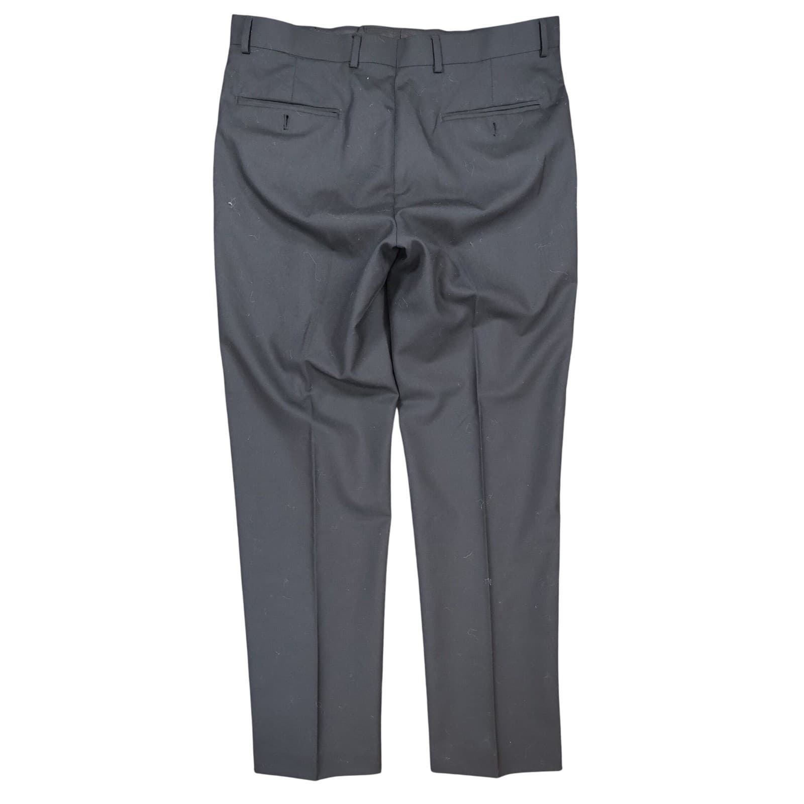 Stafford Dress Pants Mens 36x32 Black 100% Wool Slim Fit Signature Trousers - Thumbnail 2