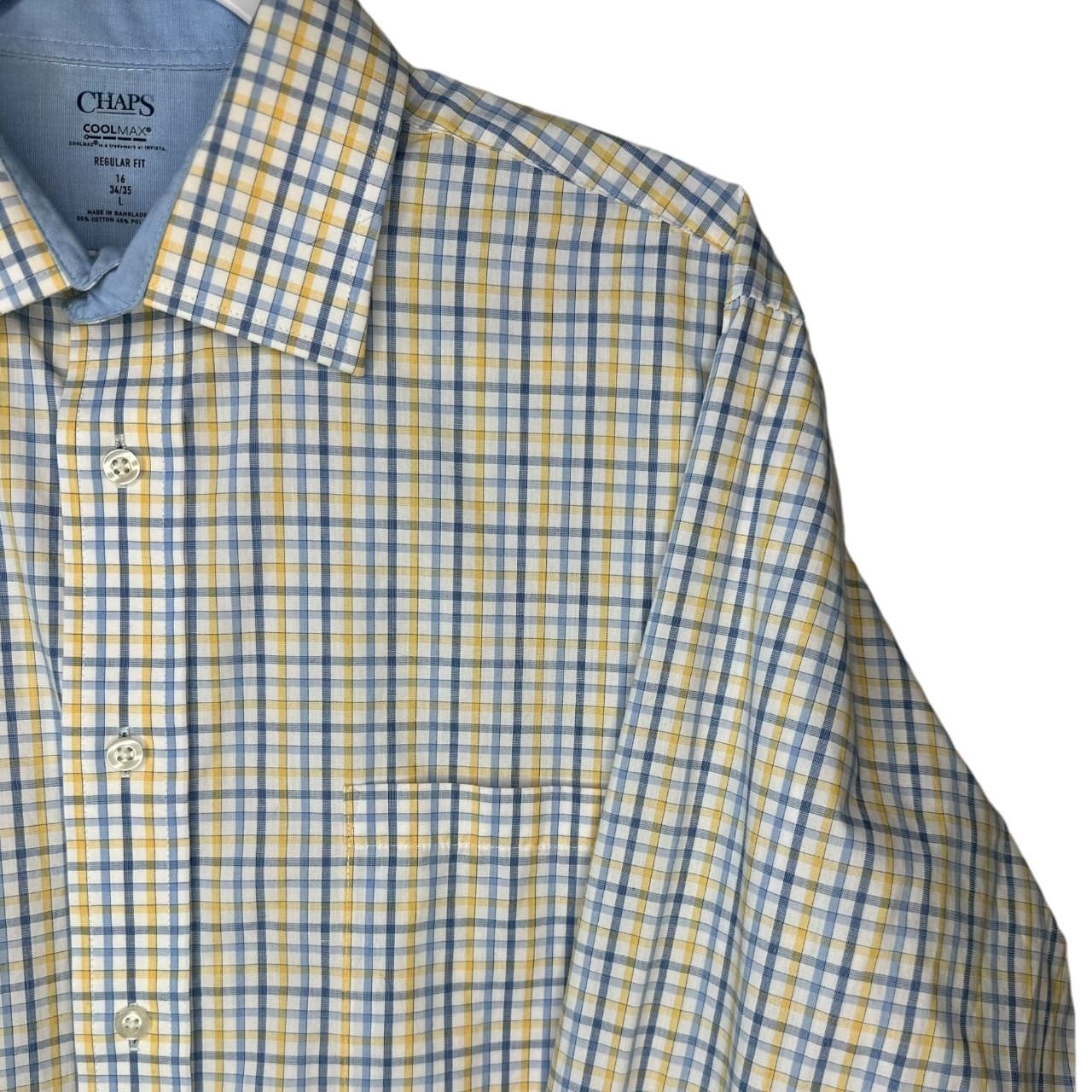 Chaps Coolmax Mens Long Sleeve Plaid Button Down Shirt Regular Fit Size L - Thumbnail 4