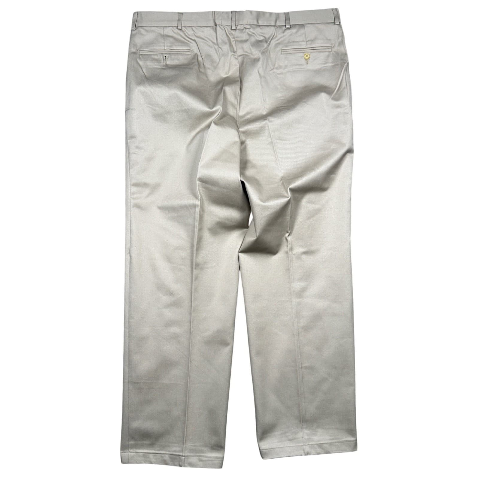 Lands' End Pleated Dress Pants Mens 44L Khaki Tan Excellent Straight Trousers - Thumbnail 2
