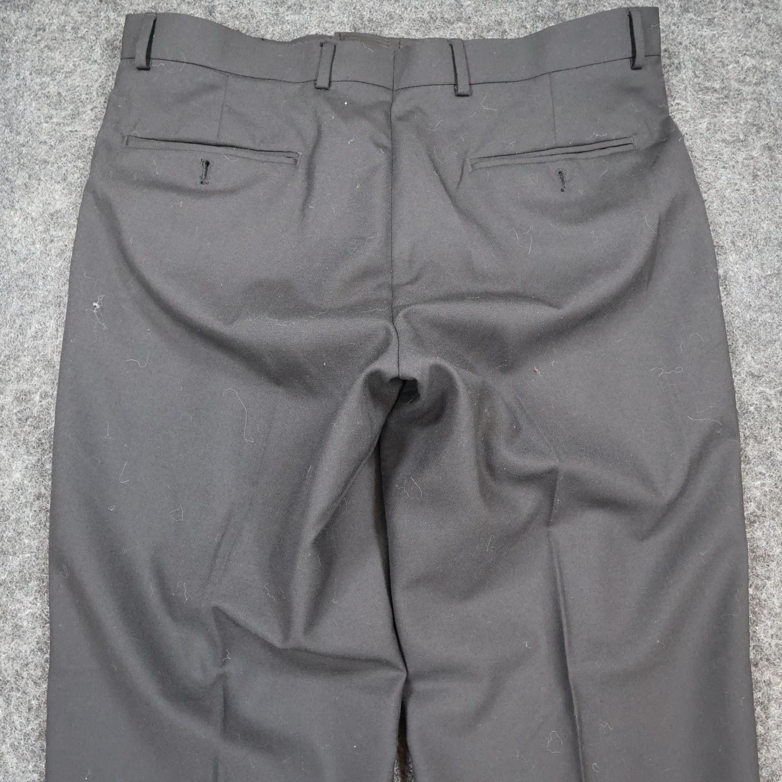 Stafford Dress Pants Mens 36x32 Black 100% Wool Slim Fit Signature Trousers - Thumbnail 10