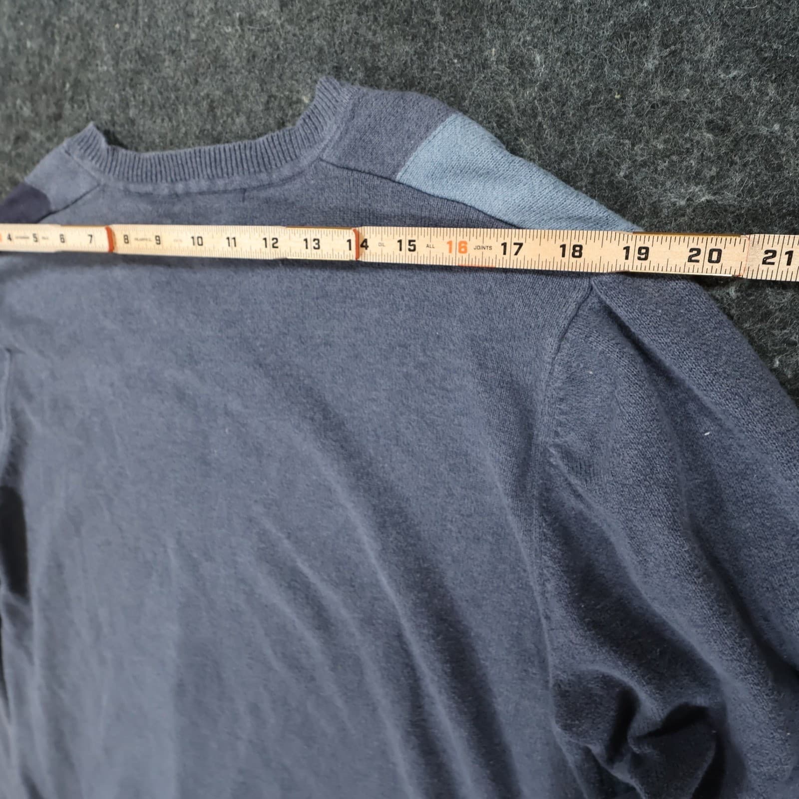 Van Heusen Studio Sweater Mens Medium Gray Cotton V-Neck Colorblock Striped - Thumbnail 6