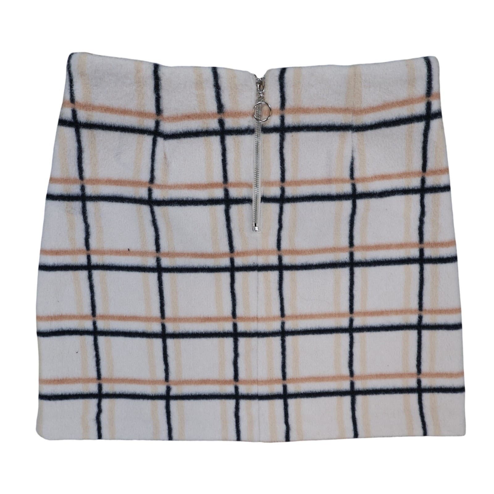 Potter's Pot Mini Skirt Womens S Cream Plaid Polyester Faux Wool Slit Preppy - Thumbnail 2