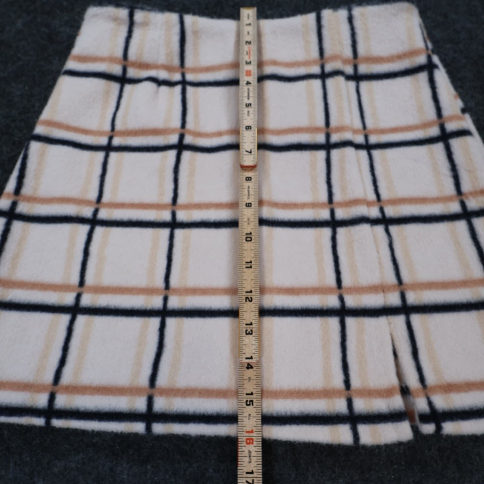 Potter's Pot Mini Skirt Womens S Cream Plaid Polyester Faux Wool Slit Preppy - Thumbnail 5