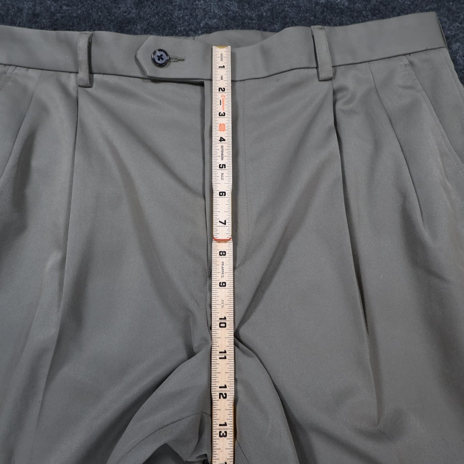 IZOD Dress Pants Mens 38x30 Khaki Polyester Pleated Cuffed Business Slacks - Thumbnail 5