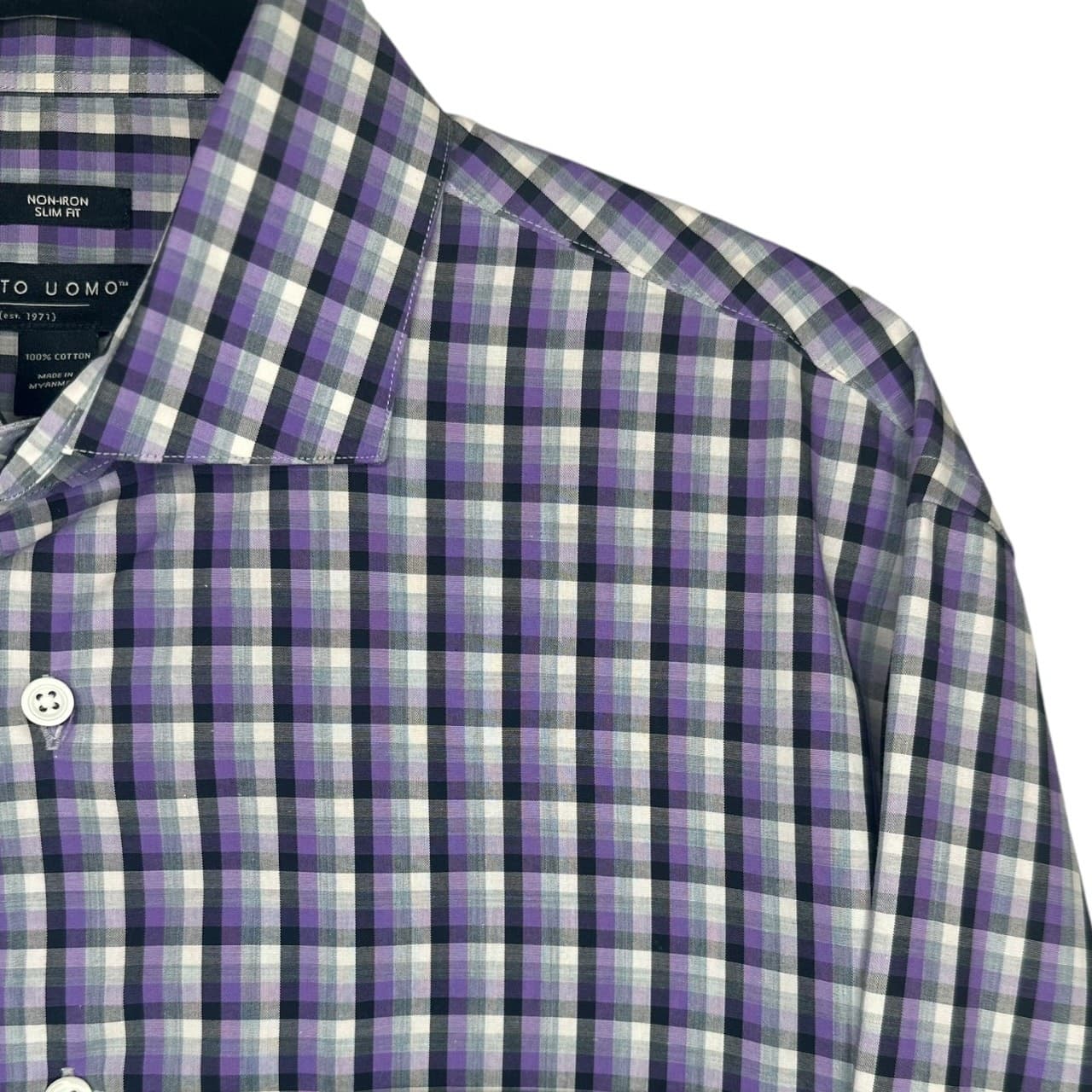 Pronto Uomo Men's L Button-Down Long Sleeve Dress Shirt | Classic Essential - Thumbnail 4