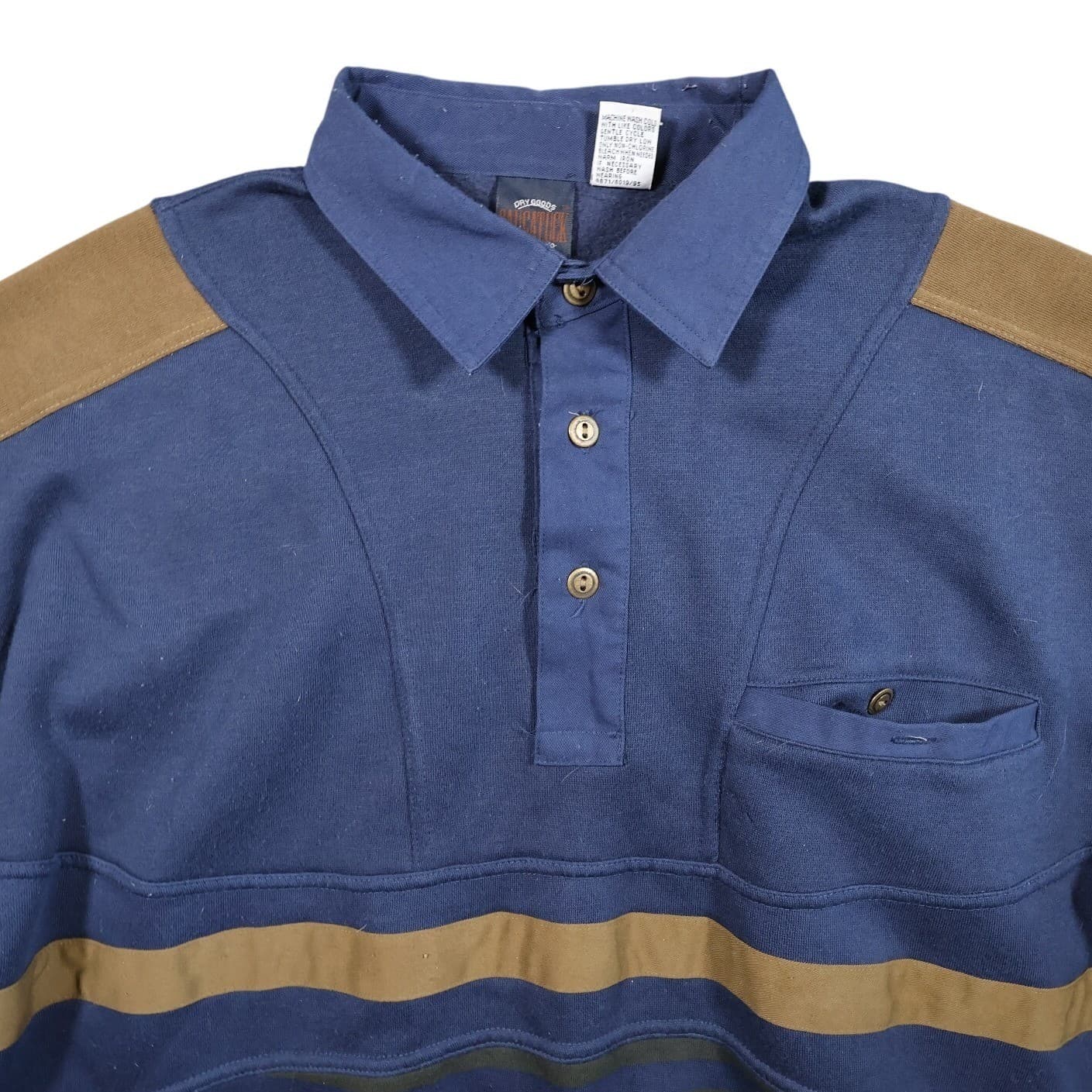 Saugatuck Pullover Mens XL Blue Excellent Vintage Quilted Striped - Thumbnail 3