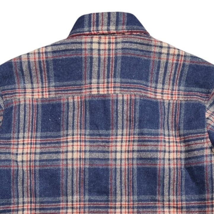 Arrow Sportswear Flannel Shirt Mens Medium Blue Plaid Excellent Wool Blend - Thumbnail 4