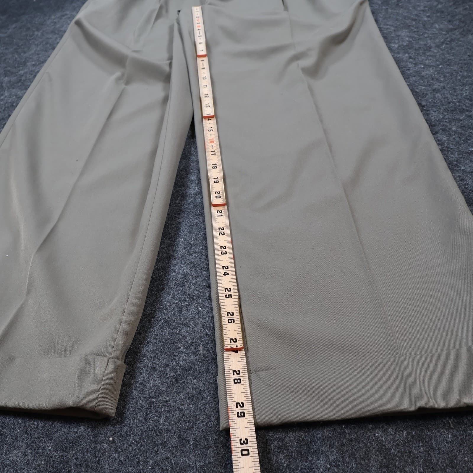 IZOD Dress Pants Mens 38x30 Khaki Polyester Pleated Cuffed Business Slacks - Thumbnail 4