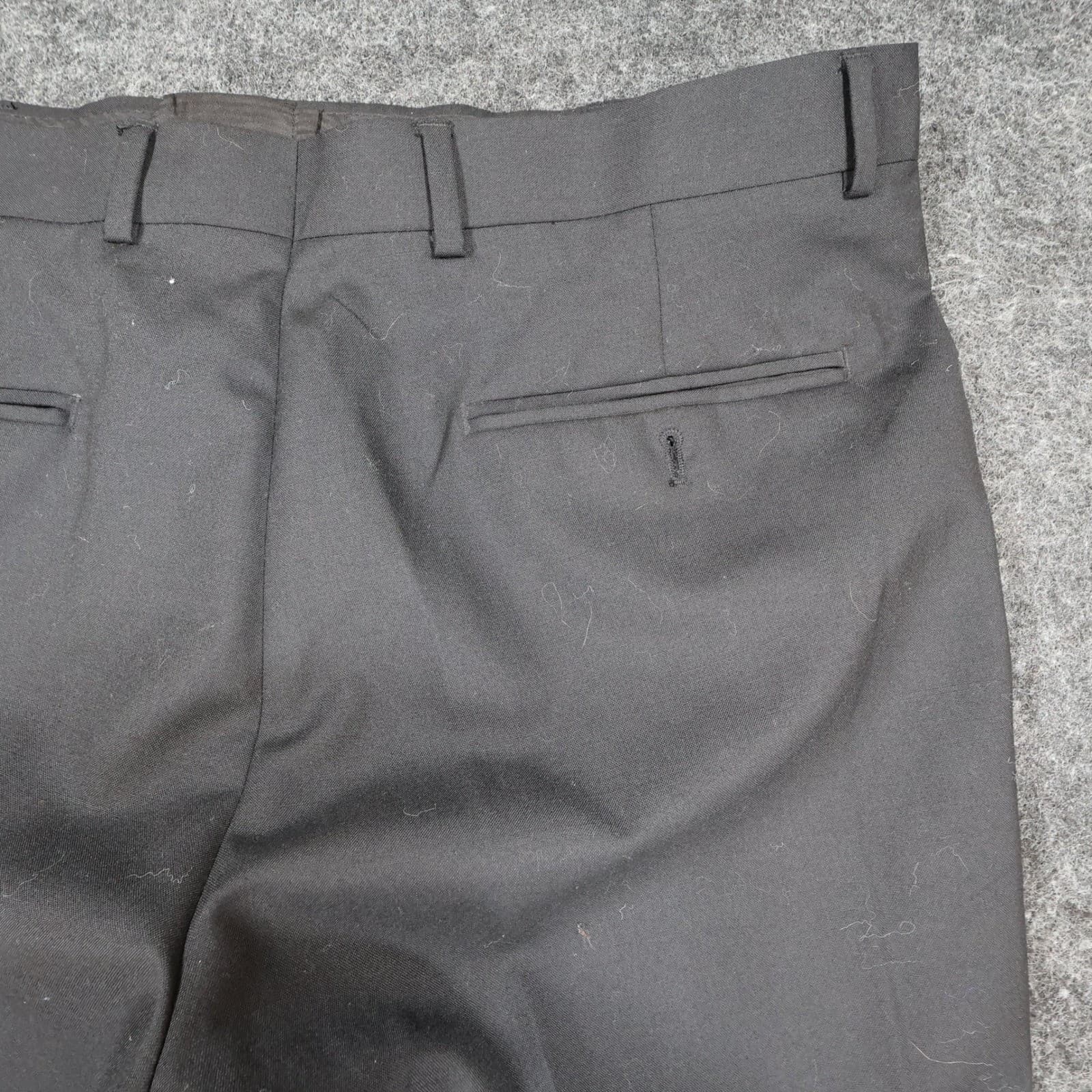 Stafford Dress Pants Mens 36x32 Black 100% Wool Slim Fit Signature Trousers - Thumbnail 12