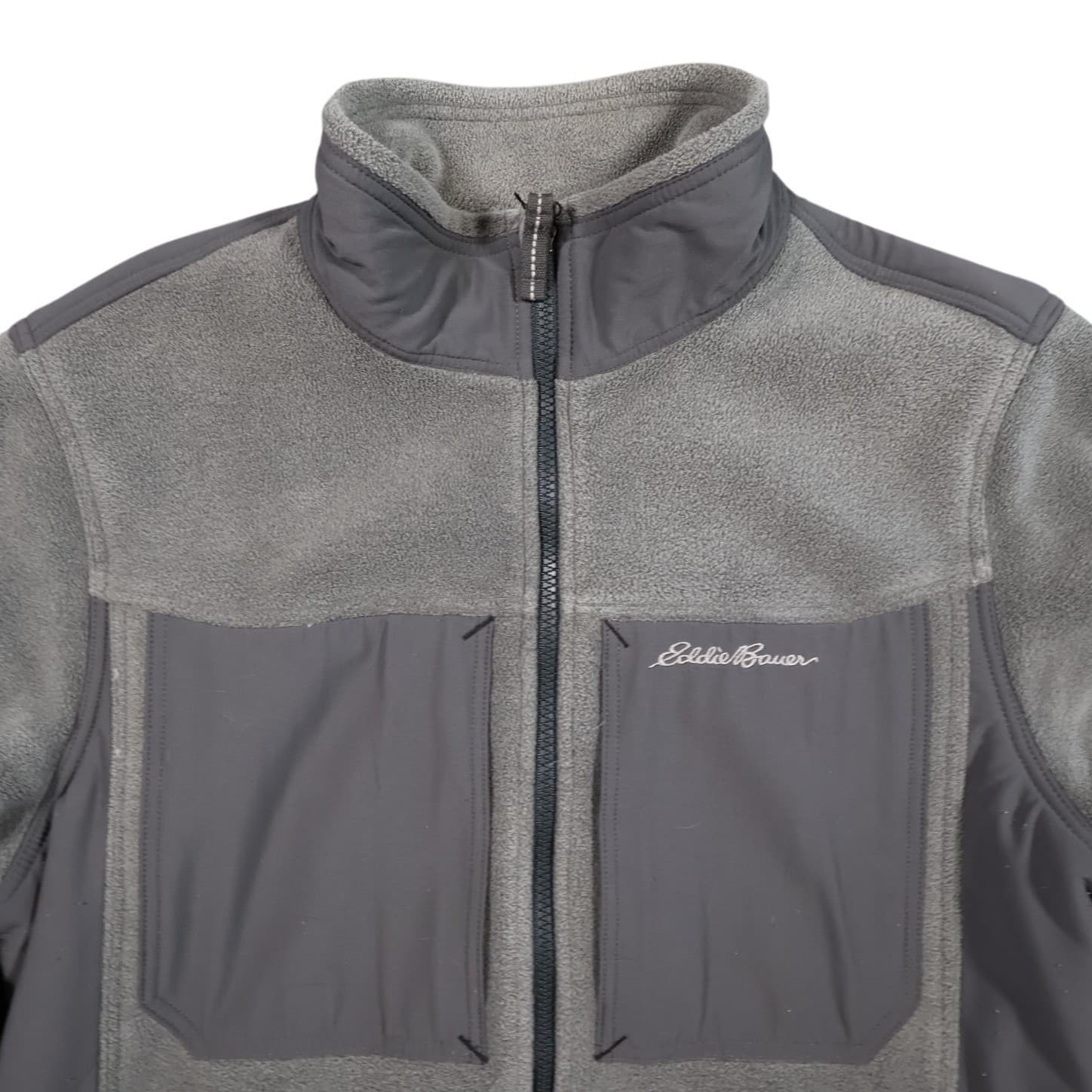 Eddie Bauer Full Zip Fleece Jacket Mens Medium Grey Excellent Outdoor Hiking - Thumbnail 5