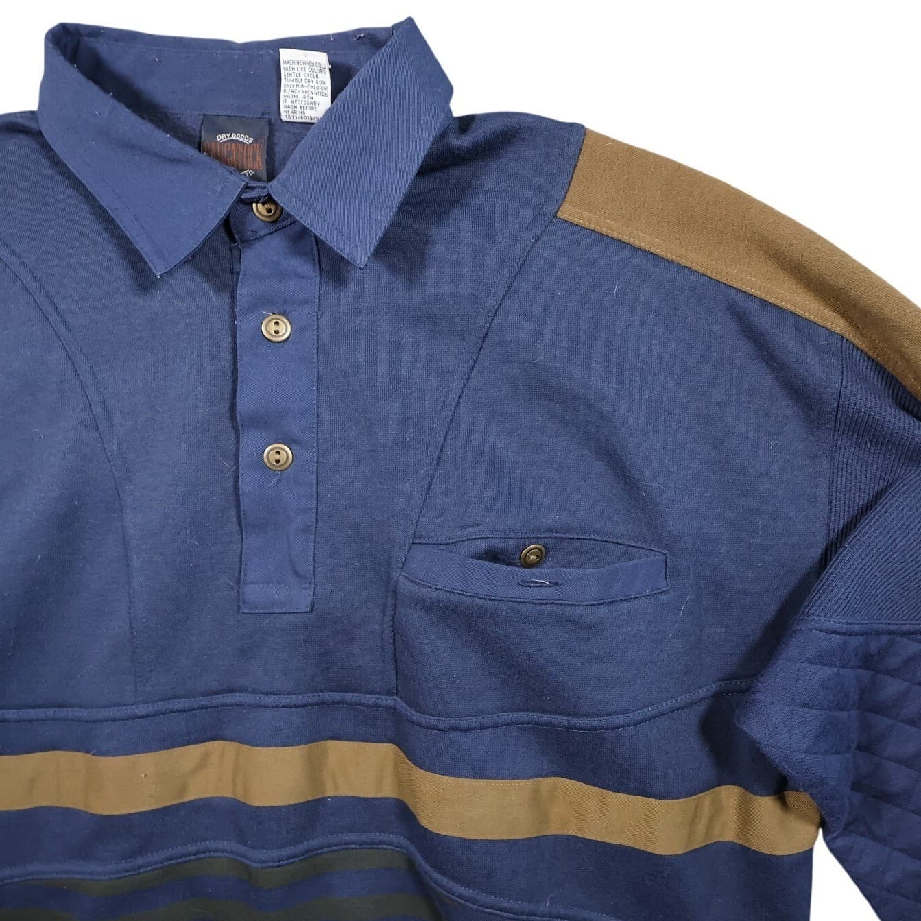 Saugatuck Pullover Mens XL Blue Excellent Vintage Quilted Striped - Thumbnail 5