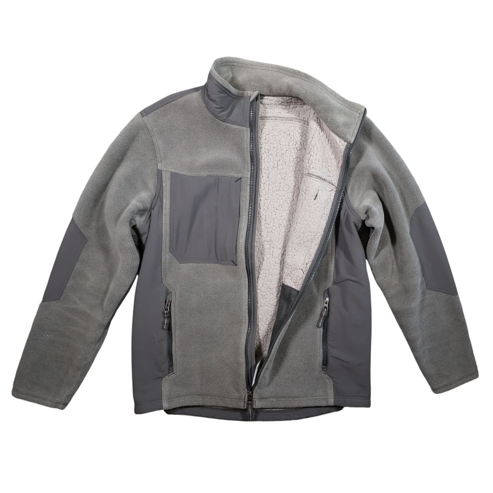 Eddie Bauer Full Zip Fleece Jacket Mens Medium Grey Excellent Outdoor Hiking - Thumbnail 2
