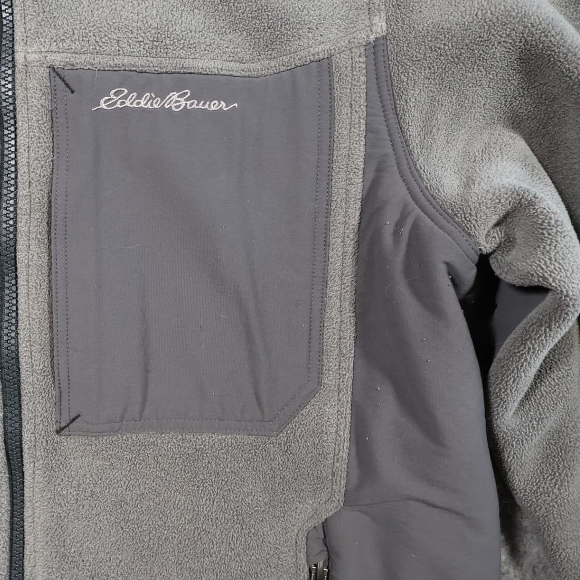 Eddie Bauer Full Zip Fleece Jacket Mens Medium Grey Excellent Outdoor Hiking - Thumbnail 4