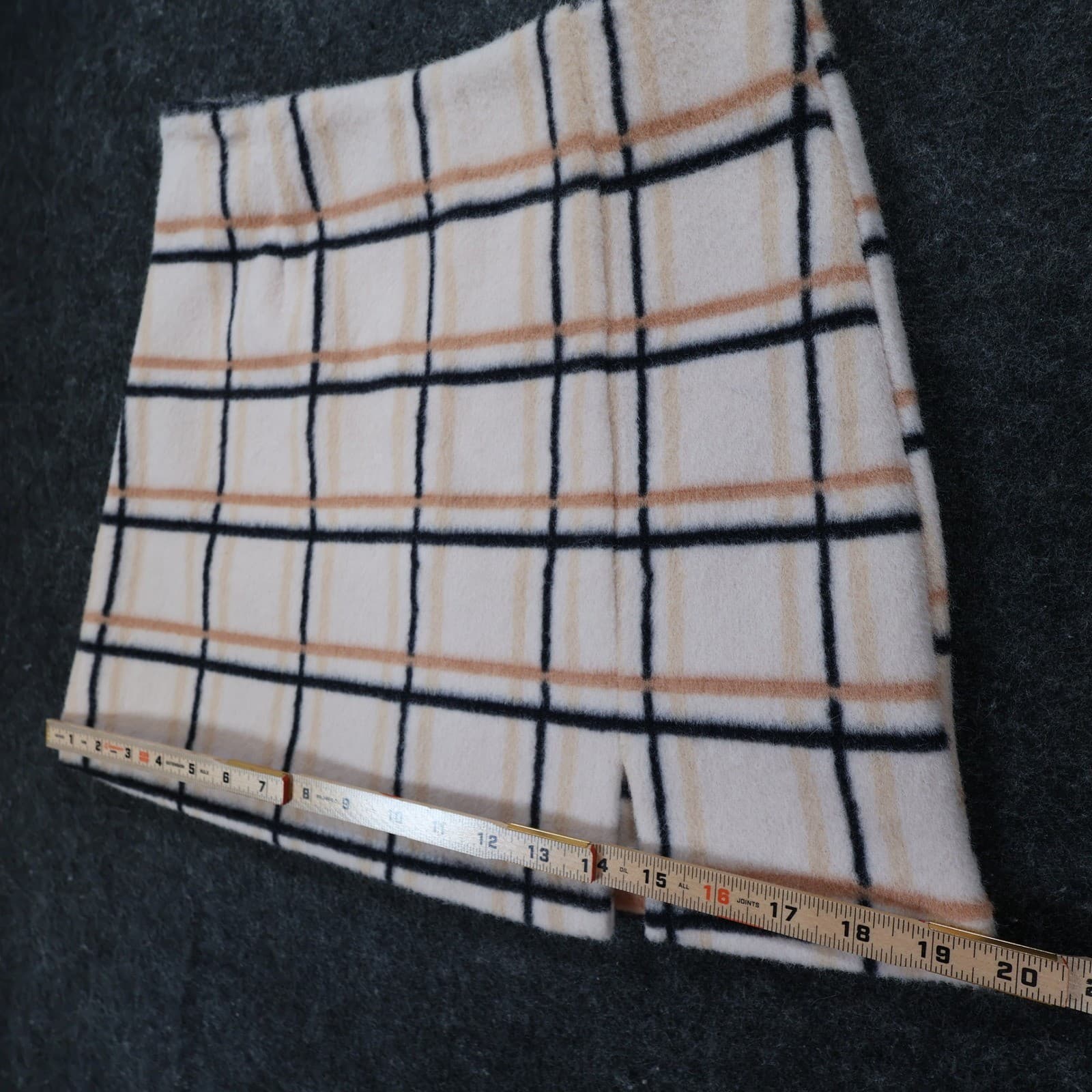 Potter's Pot Mini Skirt Womens S Cream Plaid Polyester Faux Wool Slit Preppy - Thumbnail 6