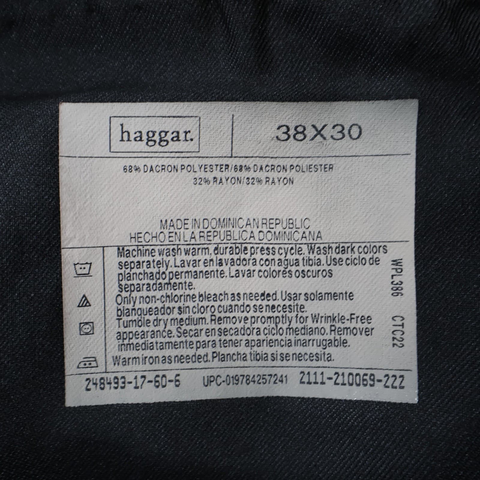 Haggar Dress Pants Mens 38x30 Gray Polyester Rayon Pleated Cuffed Slacks - Thumbnail 7