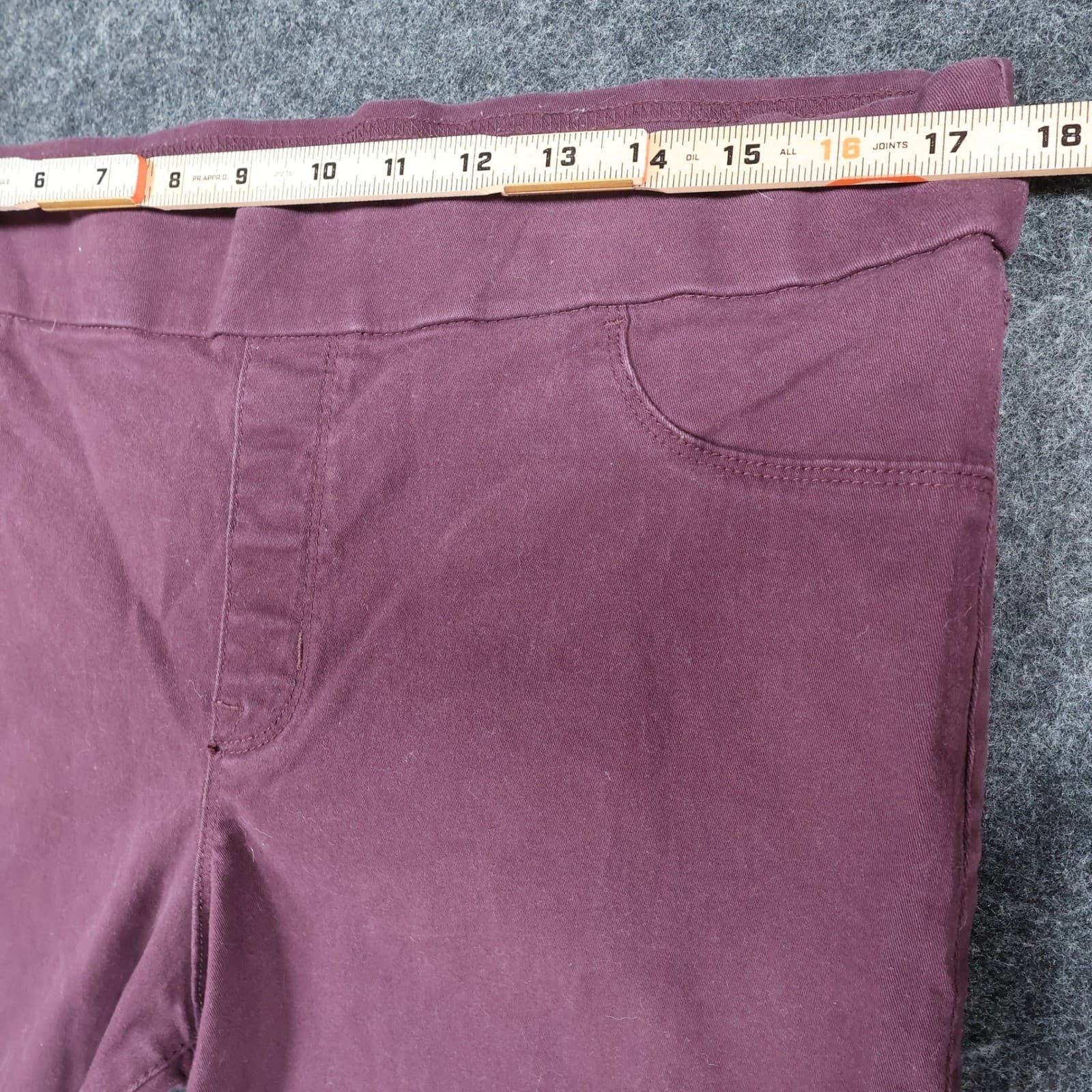 Nine West Pants Womens 14 Purple Cotton Heidi Pull-On Straight Leg Stretch Denim - Thumbnail 6