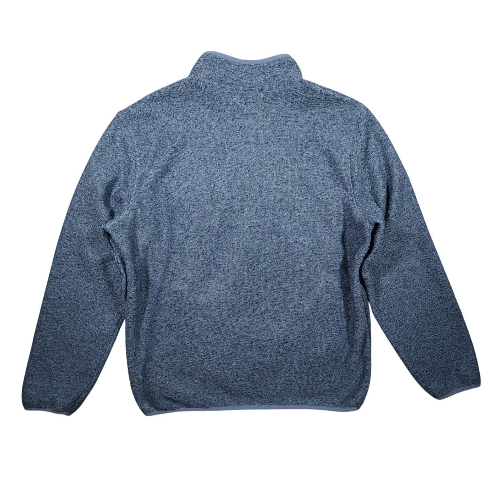 Eddie Bauer Fleece Pullover Mens XL Blue Excellent Snap Neck Sweater - Thumbnail 2