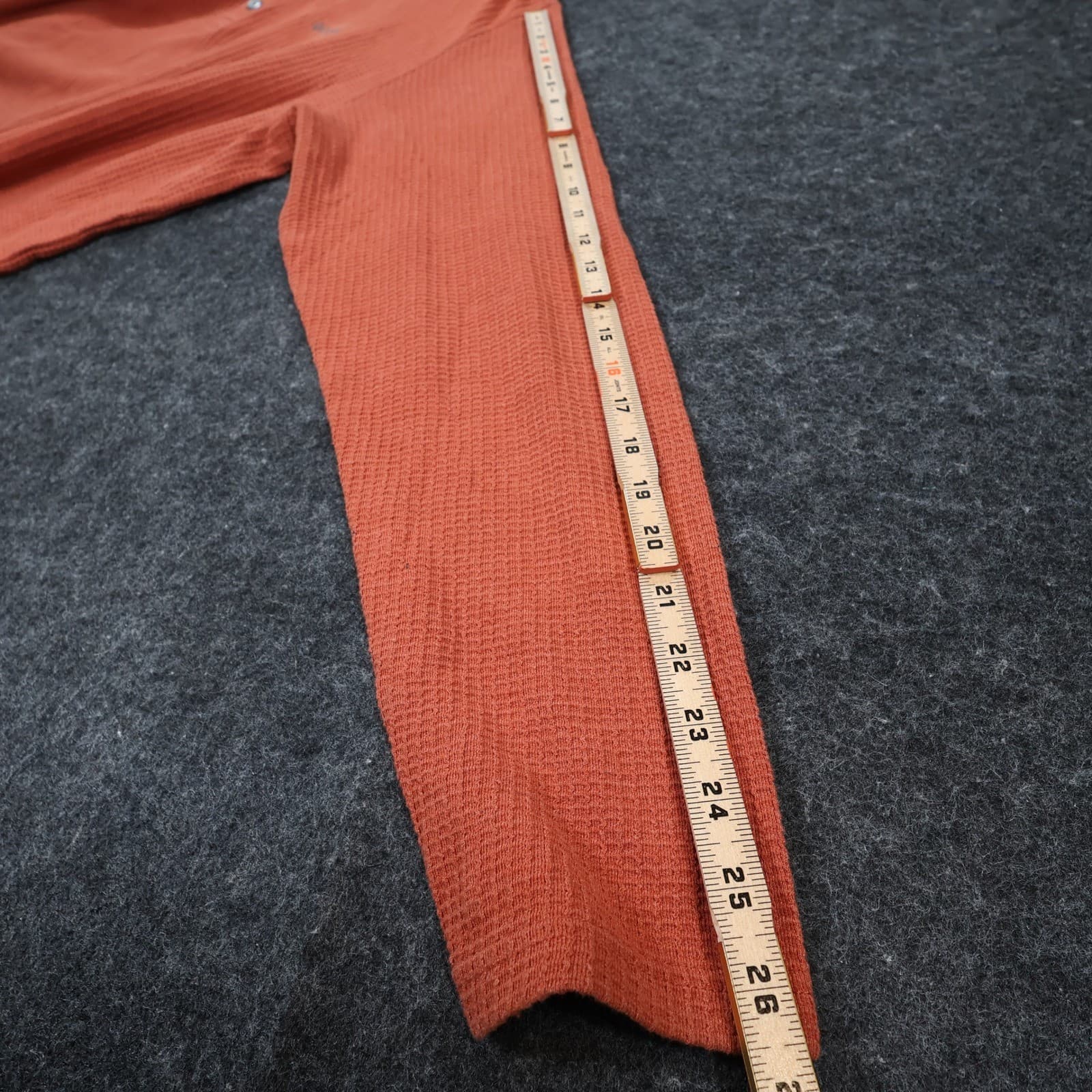 Columbia Henley Shirt Mens XXL Orange Cotton Blend Waffle Knit Long Sleeve - Thumbnail 4