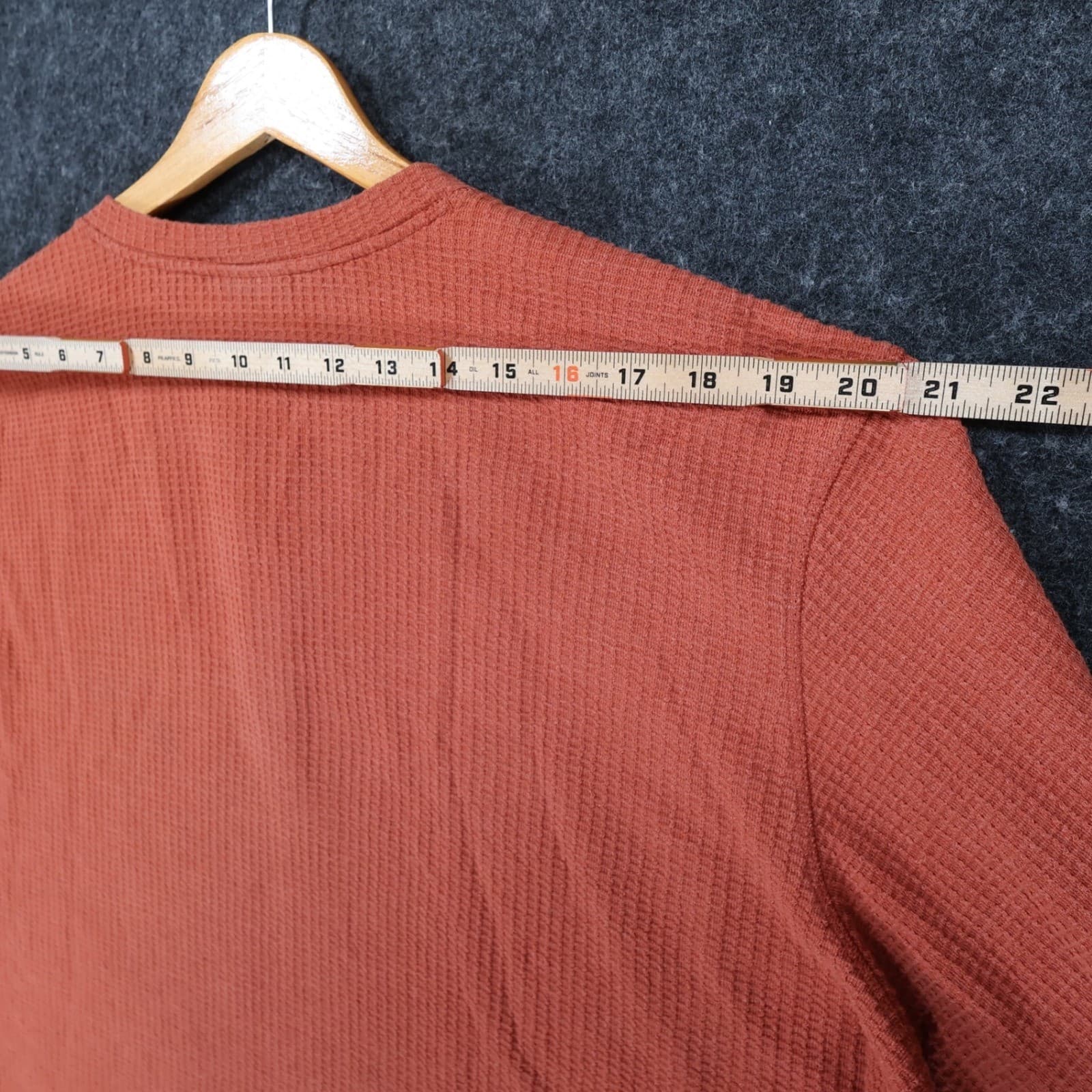 Columbia Henley Shirt Mens XXL Orange Cotton Blend Waffle Knit Long Sleeve - Thumbnail 6
