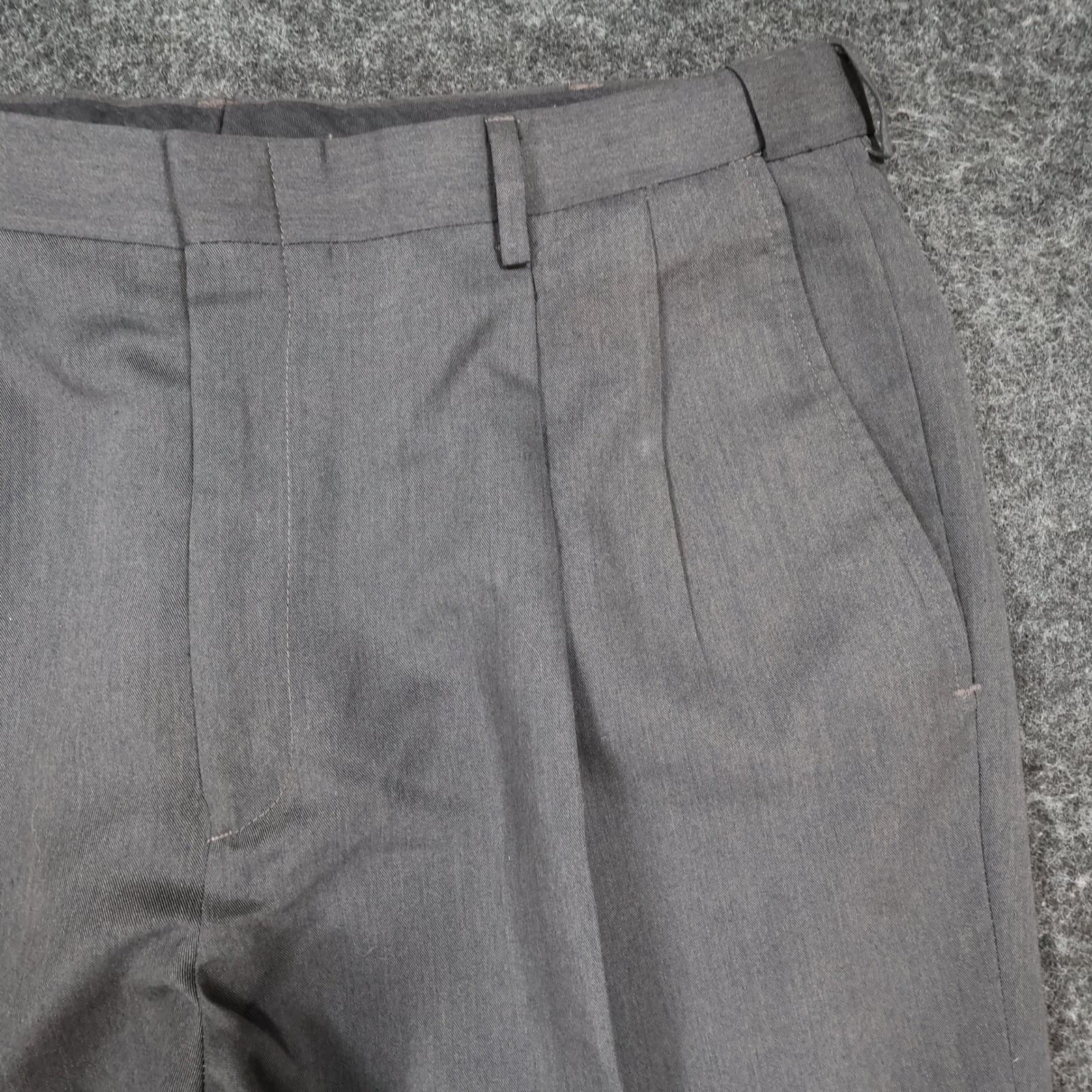 Haggar Dress Pants Mens 38x30 Gray Polyester Rayon Pleated Cuffed Slacks - Thumbnail 8