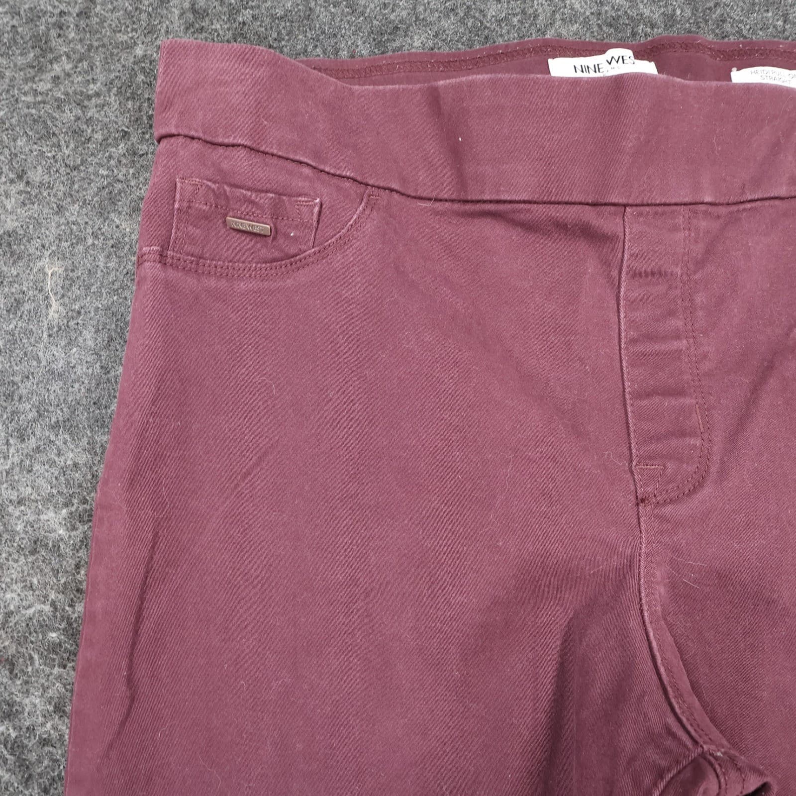 Nine West Pants Womens 14 Purple Cotton Heidi Pull-On Straight Leg Stretch Denim - Thumbnail 11
