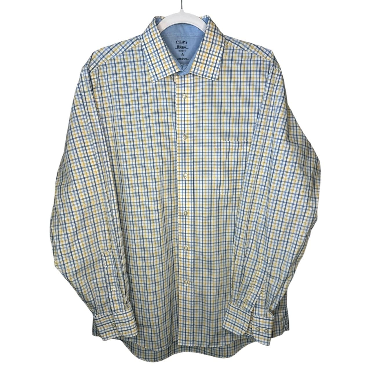 Chaps Coolmax Mens Long Sleeve Plaid Button Down Shirt Regular Fit Size L - Thumbnail 2
