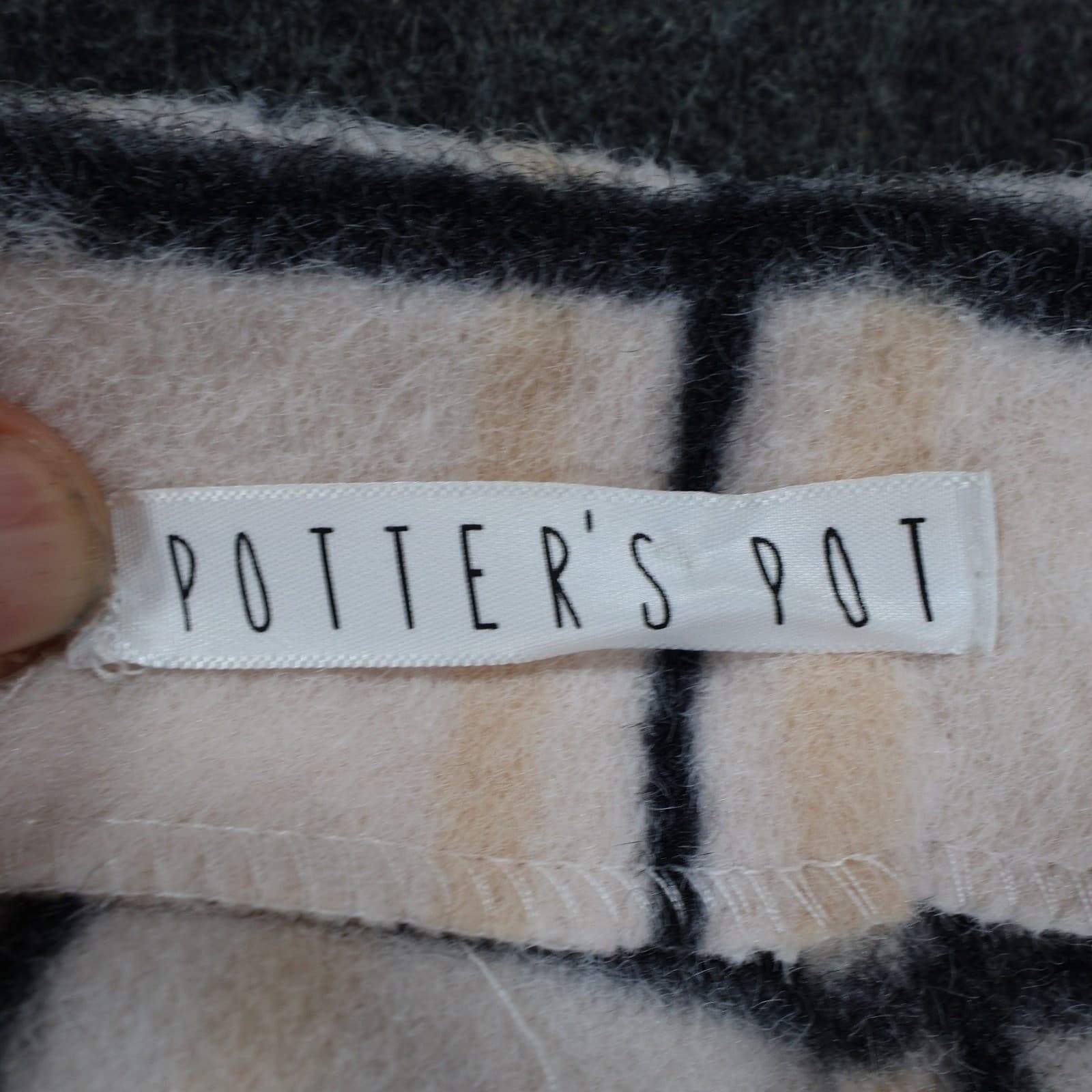 Potter's Pot Mini Skirt Womens S Cream Plaid Polyester Faux Wool Slit Preppy - Thumbnail 7
