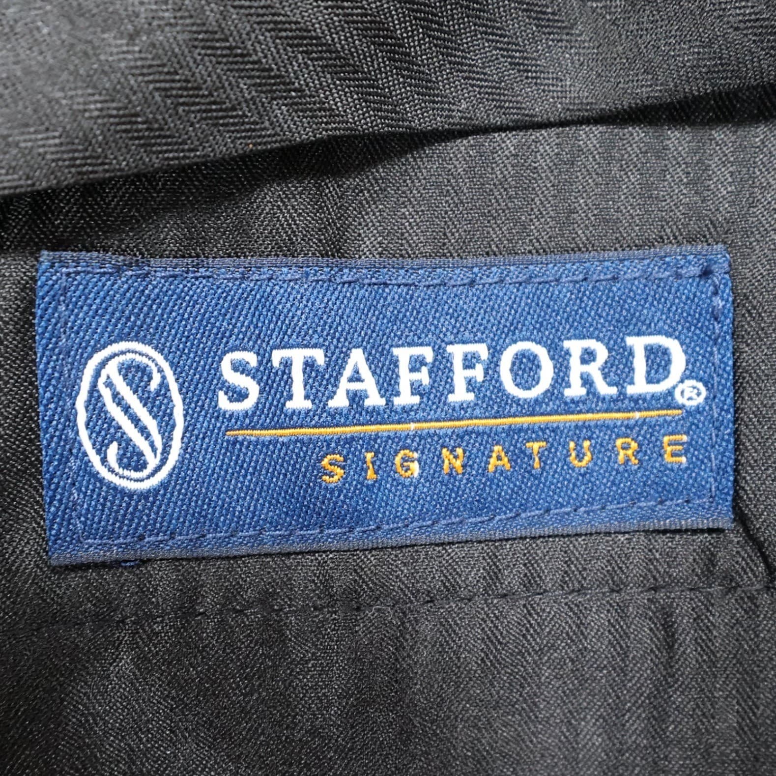 Stafford Dress Pants Mens 36x32 Black 100% Wool Slim Fit Signature Trousers - Thumbnail 8
