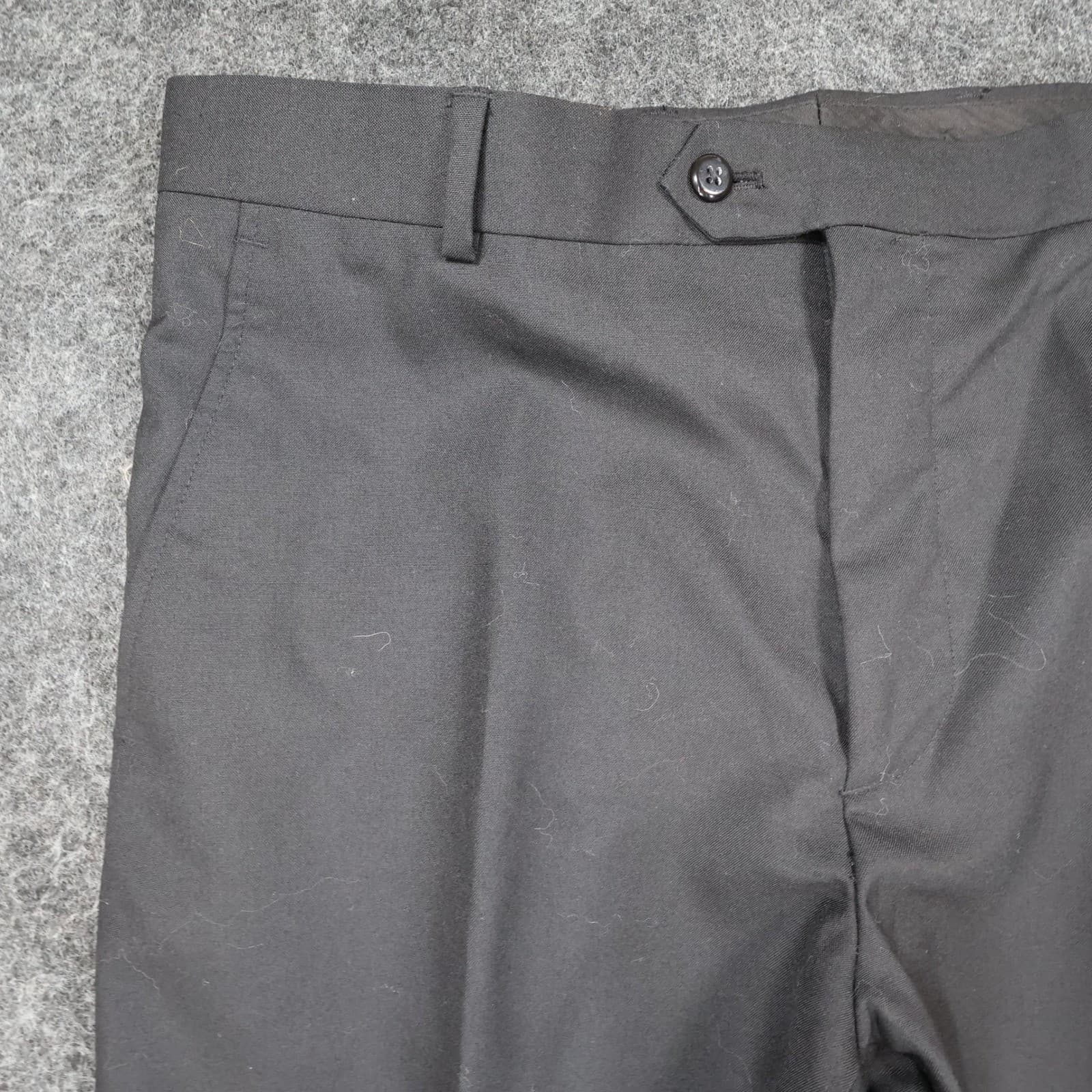 Stafford Dress Pants Mens 36x32 Black 100% Wool Slim Fit Signature Trousers - Thumbnail 11