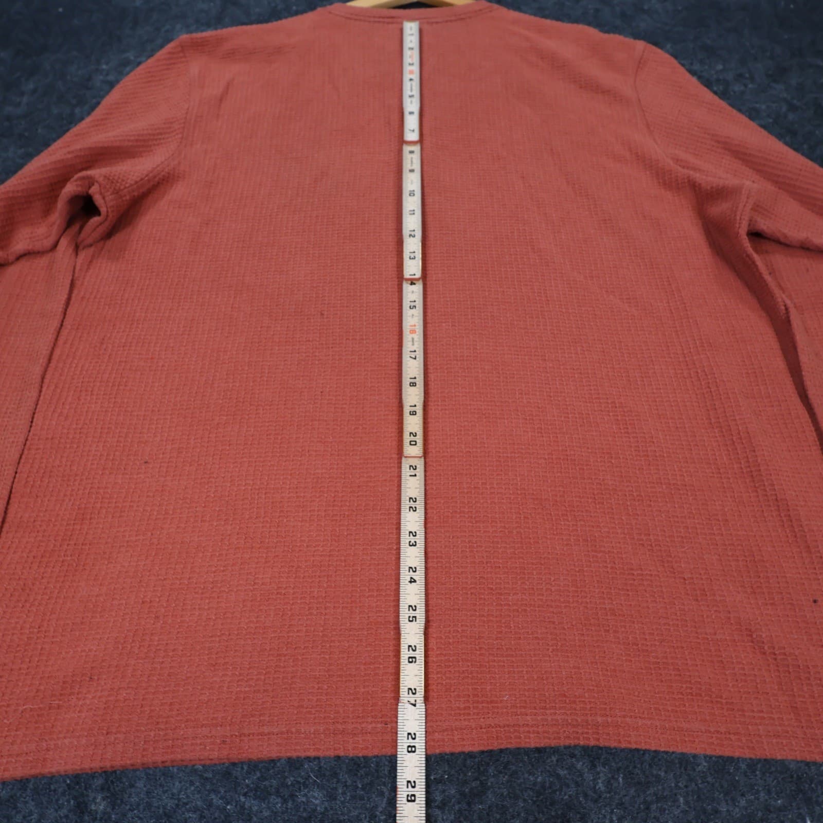 Columbia Henley Shirt Mens XXL Orange Cotton Blend Waffle Knit Long Sleeve - Thumbnail 5